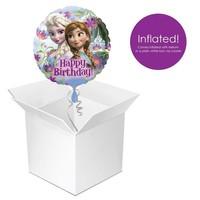 Ready Inflated Helium Frozen Balloon delivered in a Box - Anna and Elsa Happy Birthday Girls Party Balloon Gift - posted Next Day delivery