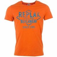 Replay Men\'s Beachwear Crew Neck T Shirt Orange