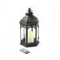 Remote Control Moroccan Candle Lantern, Large, Black