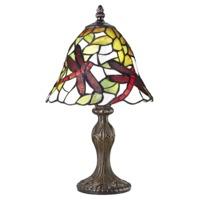 Red Dragonfly Tiffany Table Lamp with Cast Resin Bronze Base
