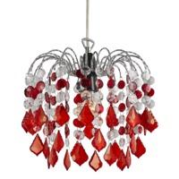 Red Acrylic Easy Fit Pendant Light Shade with Chrome Metal Frame