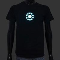 Rechargeable Battery Included Light Up LED EL T-shirt Iron Man 1 Adjustable Sound Activated and Multiple Flash Modes