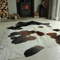 red white leather cowhide rug 190cm x 173cm