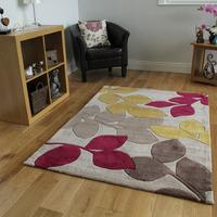 Red & Yellow Floral Modern Rug Large