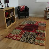 Red Navy Traditional Style Patchwork Floral Living Room Rugs - Stella 120cmx170cm (4\' x 5\'6\