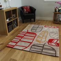 red beige leaf design rug non shed burano medium