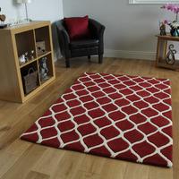 Red Modern Trelis Wool Rugs - Athena- 120x170cm (4ft x 5 ft6\