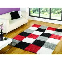 red grey squares shaggy rug petersberg 160x230