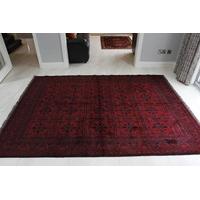 Red Handmade Afghan Khan Oriental Rug