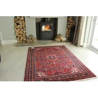 Red & Blue Hossainabad Persian Wool Rug