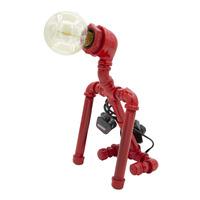 Red Robot Dog Dimmer Table Lamp Light With Edison Bulb
