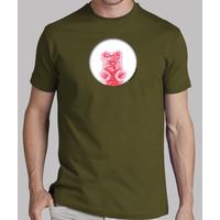 red bear hole. colored shirt army guy