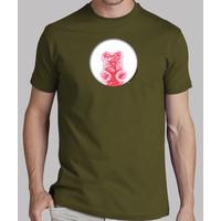 red bear hole colored shirt army guy