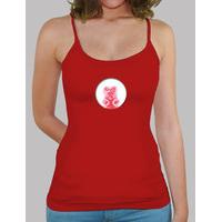 red bear hole. girl t-shirt red suspenders