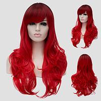 Red wavy hair and the wind nightclub performances Street color million with a partial wig.