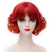 Red gradient neat bang small volume Small and pure and fresh college wind wig