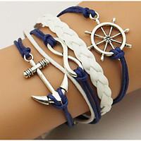 Retro Style Multilayer Blue/White Anchor Arrow Weave Wrap Bracelet