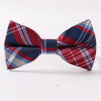 red grid stripe bow tie