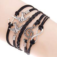 retro style multilayer blue anchor love birds weave wrap bracelet