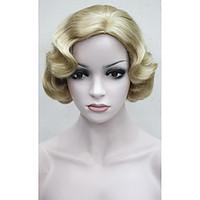 Retro wig short Vintage FingerWaves Blonde wave Synthetic Hair Wig with SKIN TOP free shipping
