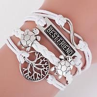 retro style multilayer white turtle animal heart love weave wrap brace ...