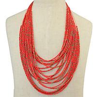 Retro Gem Exaggerated Bohemian Droplets Multilayer Beaded Necklace