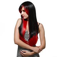 Red and black long hair and fashion wigs. Adduction.