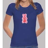 red gummy bear. girl t-shirt tight blue