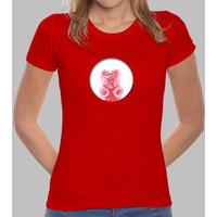 red bear hole girl t shirt tight red