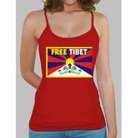 red strapless shirt woman - free tibet