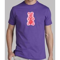 red gummy bear purple shirt guy