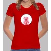 red bear hole. girl t-shirt red