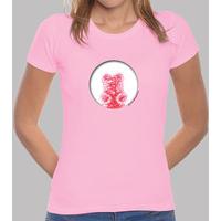 red bear hole girl t shirt pink