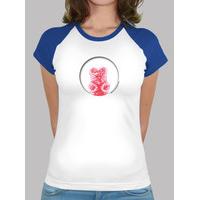 red bear hole girl t shirt blue baseball