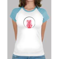 red bear hole. girl t-shirt light blue baseball