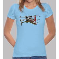 refueling please light blue t shirt woman