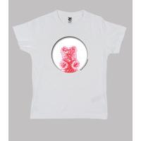 red bear hole. child white shirt