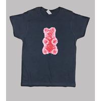 red bear medium. navy blue shirt child