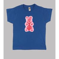 red bear medium. baby blue shirt