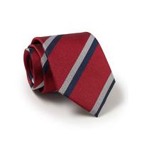 Red Grey Navy Pinpoint Stripe Silk Tie - Savile Row