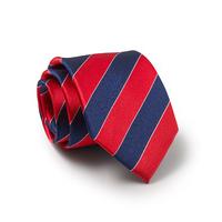 Red Navy White Regimental Stripe Silk Tie - Savile Row