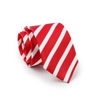 Red White Stripe Silk Tie - Savile Row