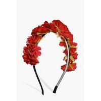 red floral headband red