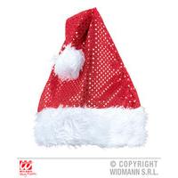 red ladies sequin santa claus hat