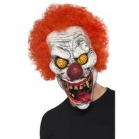 Red Latex Twisted Clown Full Overhead Fancy Dress Mask.