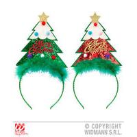 red green glitter christmas tree head boppers