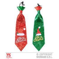 red green glitter santa hat tie