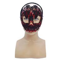 Red & Black Sugar Skull Mask On Headband