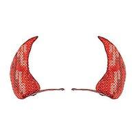 Red Sequin Horns Hair Clips Accessory For Fancy Dress