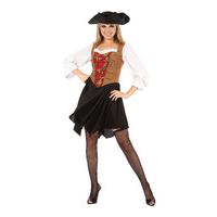 Red & Brown Ladies Pirate Dress Costume